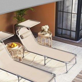 Záhradné lehátko LAGUNA s nastaviteľnou clonou, 193x53x29cm, hnedošedá (taupe) SongmicsHome