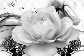Obraz luxusná ruža s abstrakciou v čiernobielom prevedení Varianta: 90x60