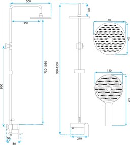 Rea Avalon, sprchová súprava s dažďovou hlavovou a ručnou hlavicou, zlatá matná, REA-P2400