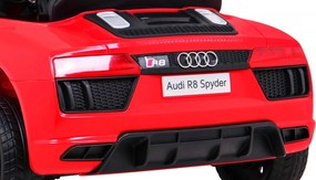 Ramiz Audi R8 na batérie pre deti Červená + diaľkové ovládanie + EVA + pomalý štart + MP3 LED