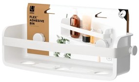 Biela samodržiaca kúpeľňová polička z recyklovaného plastu Flex Adhesive – Umbra