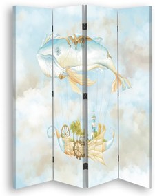 Gario Paraván Lietajúca veľryba a loď počas dňa Rozmery: 145 x 170 cm, Prevedenie: Klasický paraván