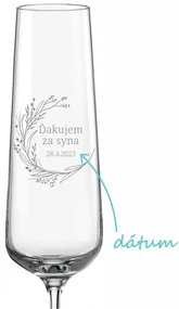 Svadobný pohár na sekt Lúčny veniec - ďakujem za syna