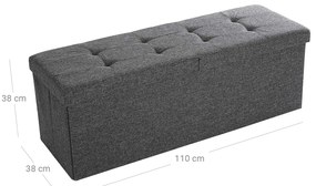 Taburet s odklápacím vekom OTTOMAN 110x38 cm, tmavosivý