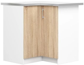 Spodná rohová kuchynská skrinka s doskou LIMA S90/90N biela / dub sonoma
