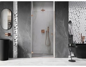 Mexen Lunar-B, Otočné ľavé sprchové dvere 80 cm, 8mm číre sklo, medený matný profil, 832-080-000-65-00-L