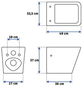 Rea RAUL - závesná WC misa 49x34 s pomaly-padajúcim sedátkom, biela, REA-C9660