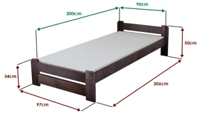 Posteľ Emily 90 x 200 cm, orech Rošt: S latkovým roštom, Matrac: Matrac DELUXE 10 cm
