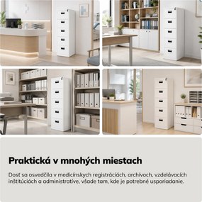 Kovová kartotéková skriňa biela: SARA V5, 460 x 1625,5 x 600 mm