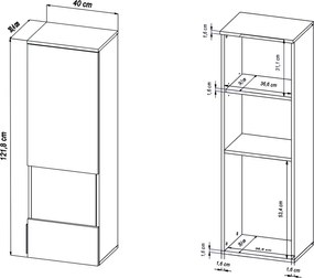 Obývacia stena Milan, dub artisan/sivá, s osvetlením