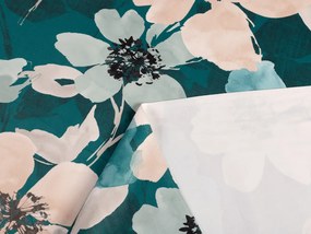 Biante Zamatový behúň na stôl Tamara TMR-027 Veľké kvety na tmavo zelenom 45x120 cm