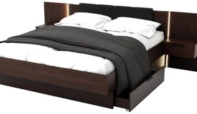 Manželská posteľ 160 cm Lewell (s čelným rámom) (s úl. priestorom) (wenge). Akcia -21%. Vlastná spoľahlivá doprava až k Vám domov. 1092112