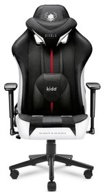 Detské látkové herné kreslo Kido by Diablo X-Player 2.0, bielo-čierne