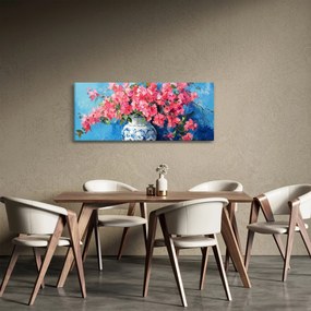 Obraz - Váza ružových kvetov (120x50 cm)