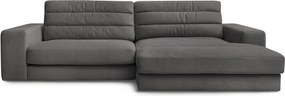 Antracitová zamatová rohová pohovka (pravý roh/s leňoškou) Sierra – Bobochic Paris