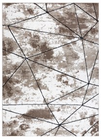Moderný koberec COZY Polygons, geometrický , trojuholníky - Štrukturálny,  dve vrstvy rúna, hnedá