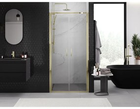 Mexen Exo, dvojité výklopné sprchové dvere 70 cm, číre sklo, zlatá, 814-070-000-50-00
