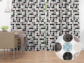 Biante Dekoračný záves Leona LN-060 Tyrkysové a čierne guličky na bielom 130x200 cm