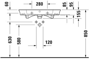 Duravit White Tulip - Umývadlo do nábytku s prepadom 750x490mm, 1 otvor na batériu, Push-Open ventil s keramickou krytkou, biela 2363750000