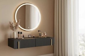 Závesný toaletný stolík Malmi 100 cm - čierny mat / zlatá