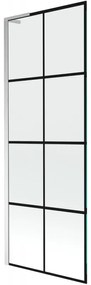 Mexen Next L, 1-krídlová vaňová zástena 70 x 150 cm, 6mm číre sklo-čierny vzor, chrómový profil, 895-070-000-03-77-01