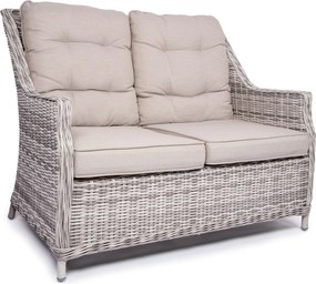 Záhradná ratanová dvojsedačka BERKLEY svetlo-sivá so svetlými poduškami