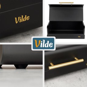 VILDE Čierny plechový chlebník VILDE, 36 x 23 x 14,5 cm