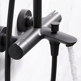Sprchový systém AM.PM Like F07LA522 s termostatickou vaňovou a sprchovou batériou, čierny