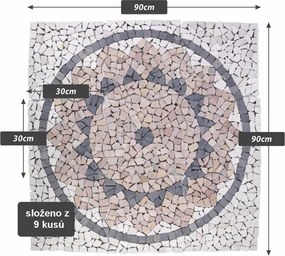 Mramorová mozaika, motív slnka, 90 x 90 cm