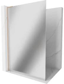 Mexen Kioto L, sprchová zástena Walk-In 120 x 200 cm, 8mm sklo vzor zrkadlo, medený matný profil, 800-120-103-65-50