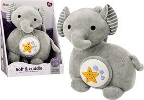 LEAN Toys Plyšový sloní projektor Spiaci slon Grey Hugs Stars Melodies