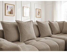 Taupe ženilková rozkladacia/s úložným priestorom rohová pohovka (pravý roh/do L) Everest – Bobochic Paris