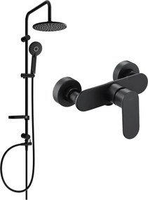 Mexen Carl sprchový set s dažďovou sprchou a sprchovou batériou Milo, čierna matná, 71340240-70