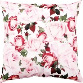 Dekoračný vankúš Ruže 45x45 cm, bielo-ružový%