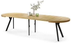 VITO Dub Americký / čierne nohy - VEĽKÝ OKRÚHLY STÔL Ø110 ROZKLADACÍ AŽ DO 310 cm S NOHAMI Y LOFTOVÝ / INDUSTRIÁLNY