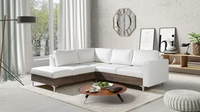 Rohová pohovka Hermes Wood, Farby: Kariba 17, Farby nožičiek: dub artisan, Strana: pravá