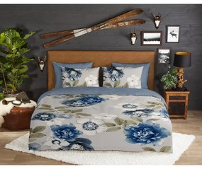 Modro-sivé predĺžené flanelové obliečky na dvojlôžko 200x220 cm Gabin – Good Morning