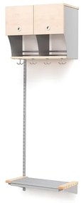Vešiaková stena JEPPE s dvierkami, prídavná sekcia, 600x1800 mm, breza, strieborná