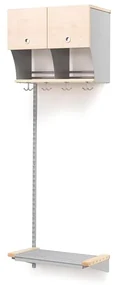 Vešiaková stena JEPPE s dvierkami, prídavná sekcia, 600x1800 mm, breza, strieborná
