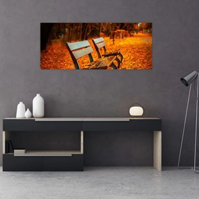 Obraz lavičky v jeseni (120x50 cm)