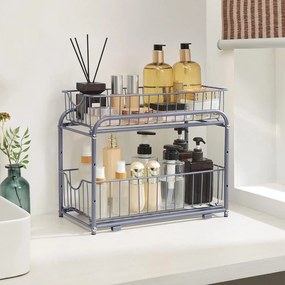 Kuchynský organizér, s 2 kovovými košíkmi, strieborná farba