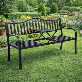 Lean Záhradná kovová lavička – 150cm, čierna