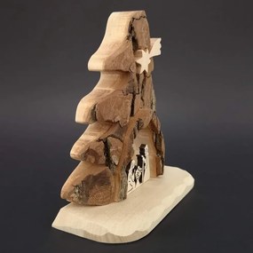 AMADEA Drevený betlehem s kôrou, masívne drevo, 14x14x3 cm