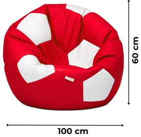 Sedací vak futbalová lopta červenobiela EMI