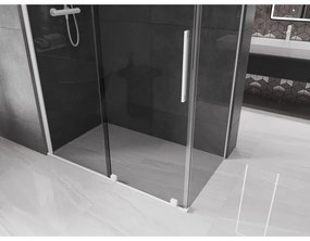 Mexen Velar, sprchový kút s posuvnými dverami 130 x 70 cm, 8mm šedé sklo, biela matná, 871-130-070-41-20