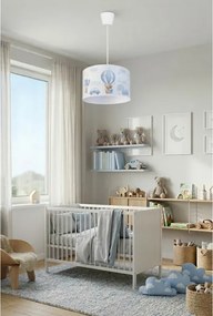 Brilagi - LED detský luster na lanku BOBO 1xE27/60W/230V, priemer 35 cm, modrý/medvedíky