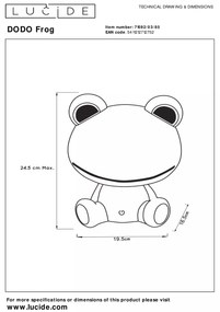 Moderné svietidlo LUCIDE LED DODO Frog  71592/03/85
