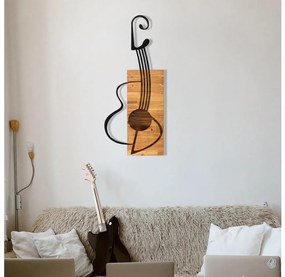 Nástenná dekorácia 39x93 cm gitara drevo/kov