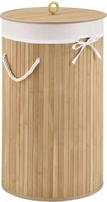 Bambusový kôš na bielizeň okrúhly 55 l s vekom a vakom
