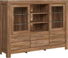 XXXLutz VITRÍNA, farba duba, 166/124,5/42 cm Welnova - Sklenené vitríny - 002427002811